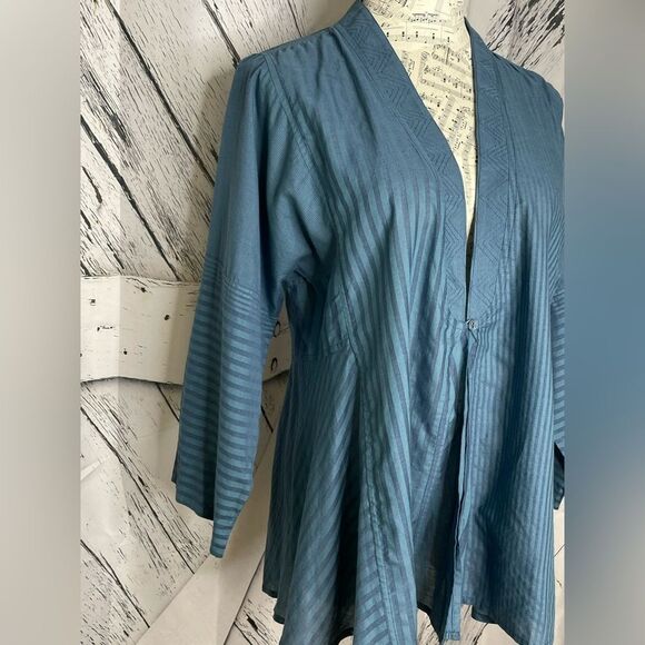 NWT Soft Surroundings Blue Stripe Commelina Kimono Top L - Picture 2 of 8